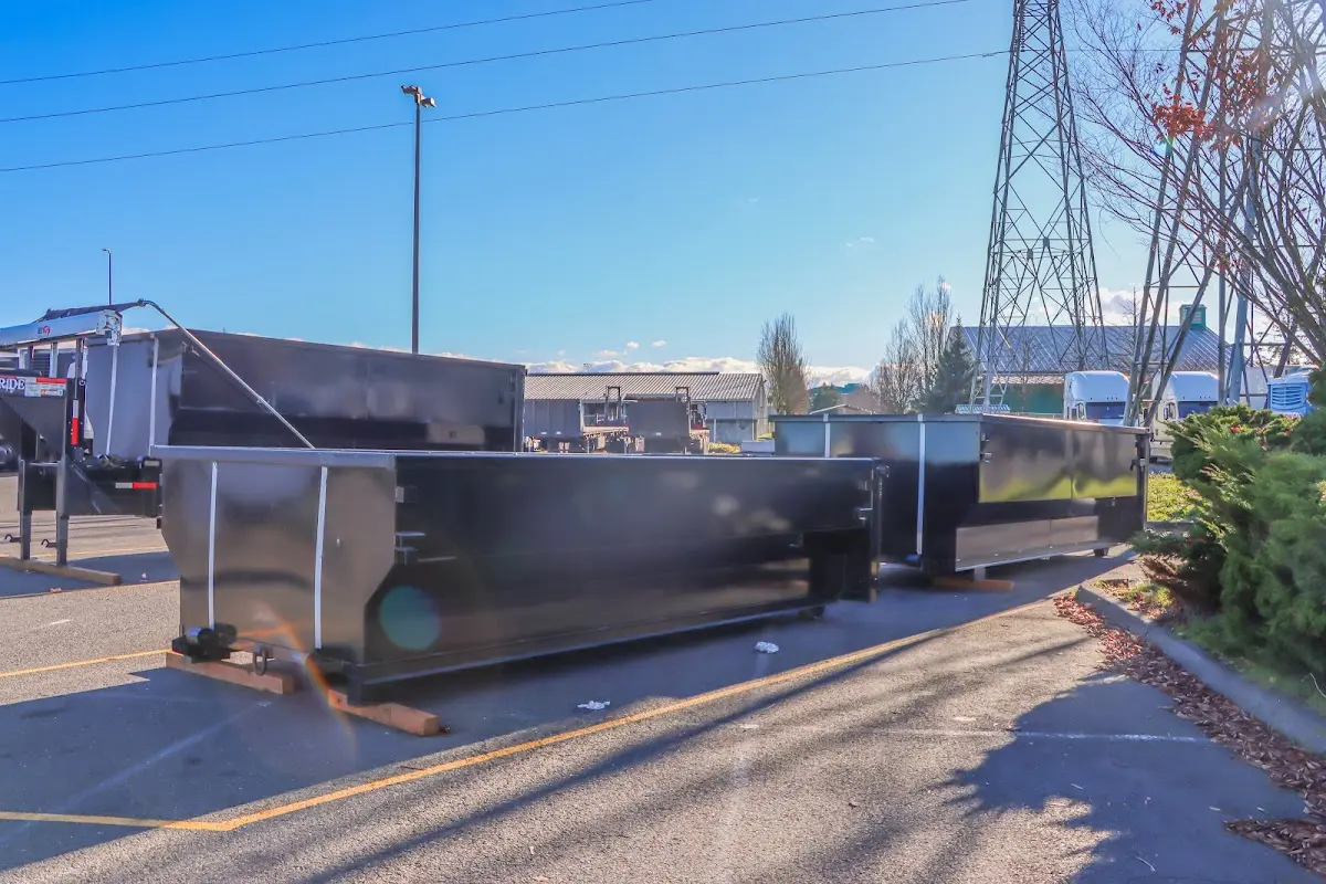 Roll-off dumpster ready for waste disposal at job site for 6 Yard Dumpster Rental in Lemoore
